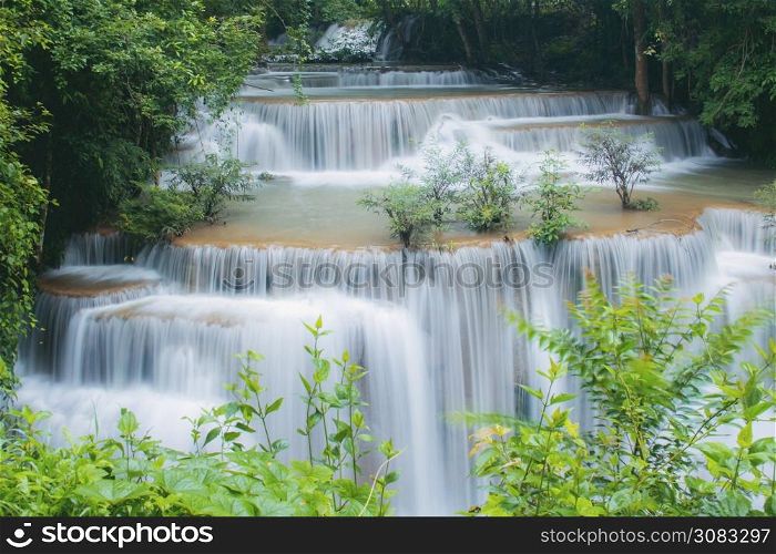 Waterfall with the beautiful in spring of Thailand.