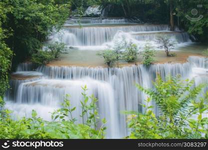 Waterfall with the beautiful in spring of Thailand.