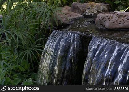 waterfalls, garden arrangement, waterfalls in the garden
