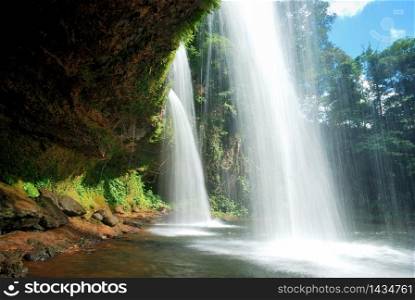 waterfalls in Sub-city of Pakse Champasak, south Laos.Looks like a cave