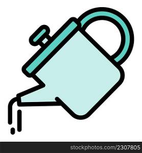 Watering can icon. Outline watering can vector icon color flat isolated. Watering can icon color outline vector