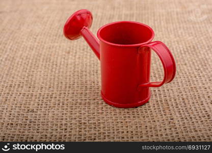 Watering can on a canvas background