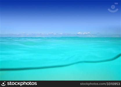 waterline caribbean sea underwater and blue sea
