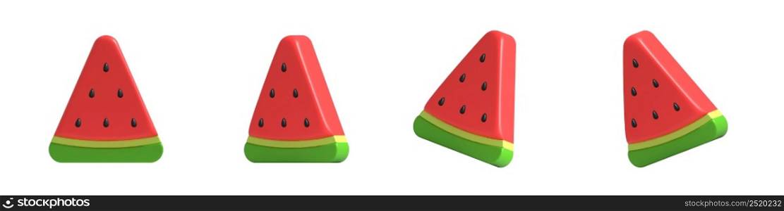 Watermelon 3D. Watermelon in cartoon style. Summer fruit. Vector illustration