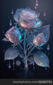 Waters drops on flower petals. Waters drops on flower petals AI Generated