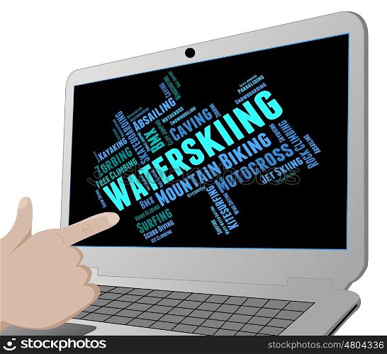 Waterskiing Word Indicating Watersports Text And Sport