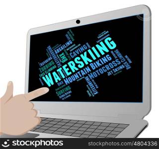 Waterskiing Word Indicating Watersports Text And Sport