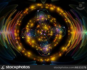 Wave Function series. Backdrop of colored sine vibrations, light and fractal elements on the subject of sound equalizer, music spectrum and quantum probability