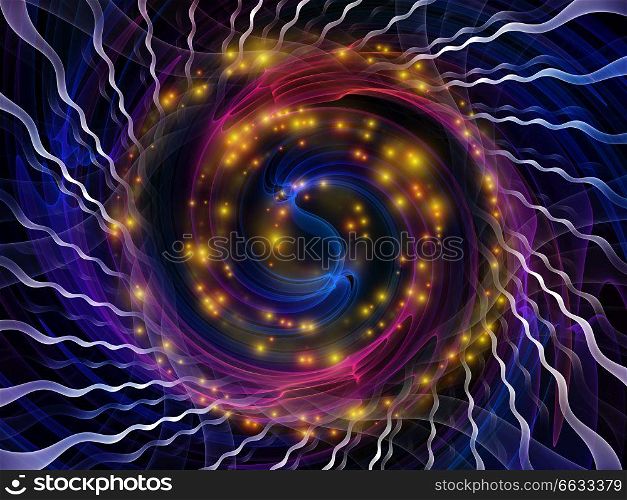 Wave Function series. Backdrop of colored sine vibrations, light and fractal elements on the subject of sound equalizer, music spectrum and quantum probability