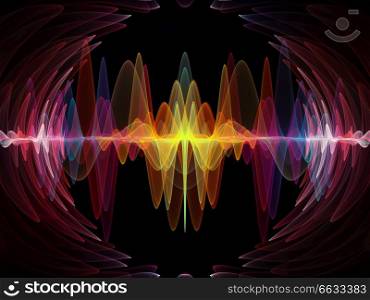 Wave Function series. Backdrop of colored sine vibrations, light and fractal elements to complement designs on the subject of sound equalizer, music spectrum and quantum probability