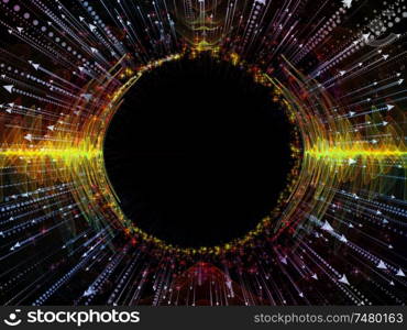 Wave Function series. Background composition of colored sine vibrations, light and fractal elements on the subject of sound equalizer, music spectrum and quantum probability