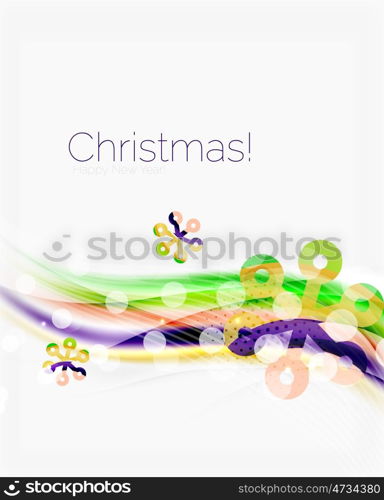 Wave line with snowflakes. Christmas abstract background, business holiday presentation template