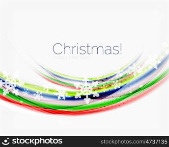 Wave line with snowflakes. Christmas abstract background, business holiday presentation template