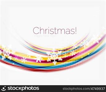 Wave line with snowflakes. Christmas abstract background, business holiday presentation template