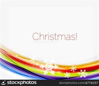 Wave line with snowflakes. Christmas abstract background, business holiday presentation template