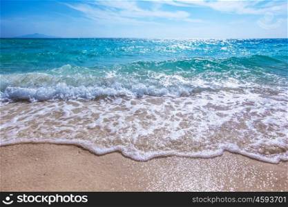 Wave of sea on sandy beach. Wave of the sea on the sandy tropical beach