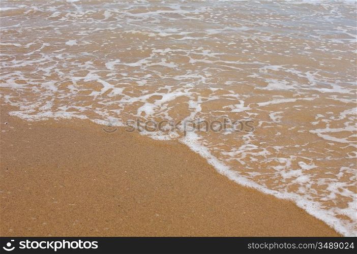 Wave of the sea on the wet sand