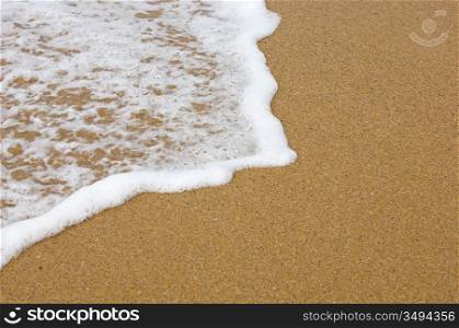 wave of the sea on the wet sand