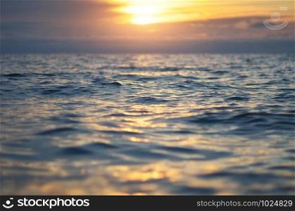 Wave on sea sunset. Nature composition. Element of design.