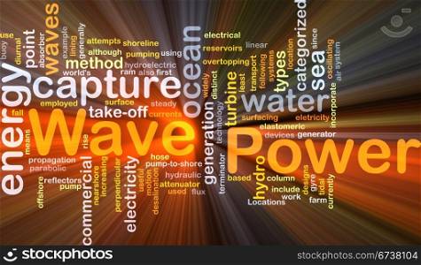 Wave power background concept glowing. Background concept illustration of sustainable wave power glowing light