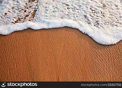 Wave surging on sand on beach
