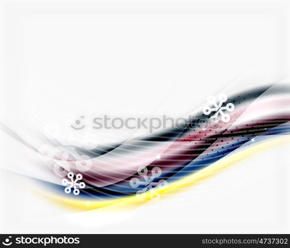 Wave with snow background. Translucent wave with snow. New Year abstract background