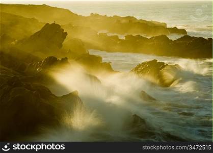 Waves Against Rocks