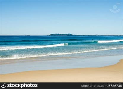 Waves approaching the coastline at Brunswick Heads, in Northern New South Wales, Australia