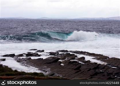 Waves Breaking on a Rocky Beach
