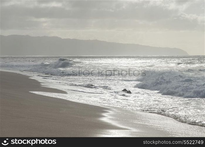 Waves on the beach, North Shore, Oahu, Hawaii, USA