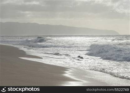 Waves on the beach, North Shore, Oahu, Hawaii, USA