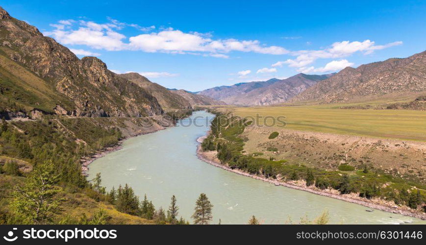 waves, spray and foam, river Katun in Altai mountains. Siberia, Russia. waves, spray and foam, river Katun in Altai mountains. Siberia, Russia.