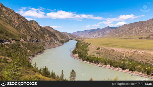 waves, spray and foam, river Katun in Altai mountains. Siberia, Russia. waves, spray and foam, river Katun in Altai mountains. Siberia, Russia.