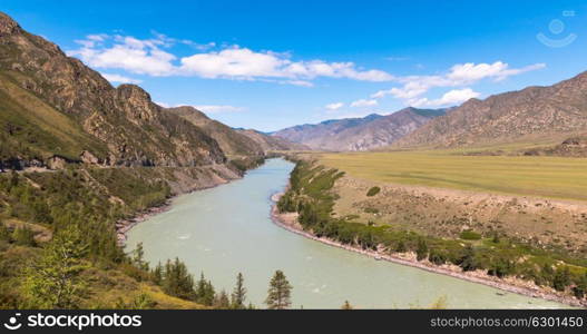 waves, spray and foam, river Katun in Altai mountains. Siberia, Russia. waves, spray and foam, river Katun in Altai mountains. Siberia, Russia.