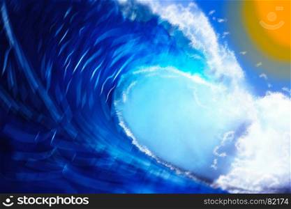 Waves & sun painting abstraction background