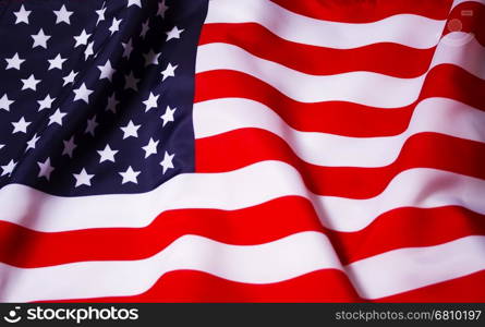 Waving American flag. Beautifully waving star and striped American flag