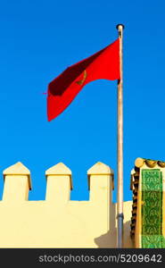 waving flag in the blue sky tunisia colour and wave battlements