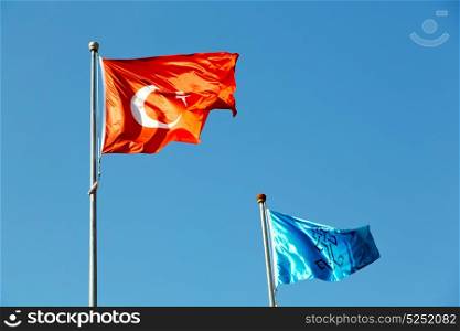 waving flag in the blue sky world colour and wave