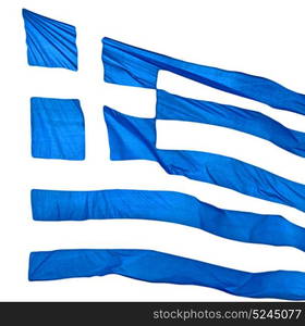 waving greece flag in the blue sky and flagpole