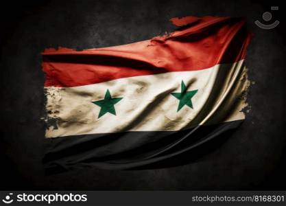 waving silk flag of Syria. AI Generative Illustration 