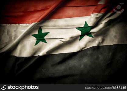 waving silk flag of Syria. AI Generative Illustration 