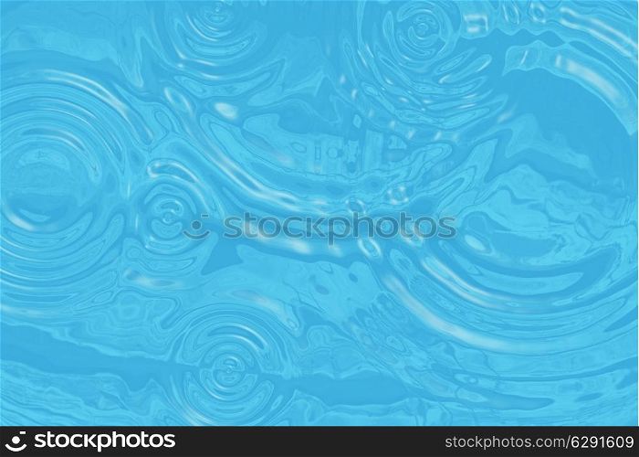 Wavy turquoise water surface with circles of drops. illustration
