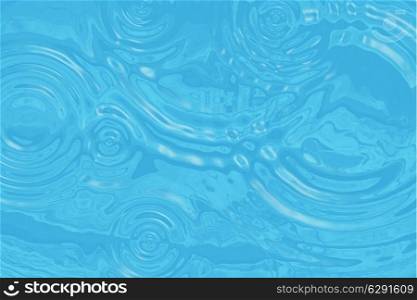 Wavy turquoise water surface with circles of drops. illustration