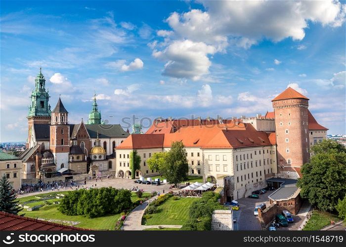 Wawel cathedral on Wawel Hill in Krakow, Poland in a summer day