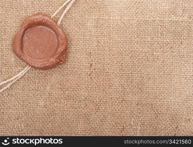 Wax seal on sackcloth material