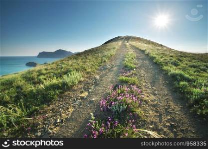 Way on the top of mountain. Nature composition.