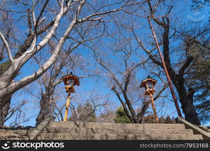 Way to Chureito Pagoda in Winter, Fujiyoshida, Japan