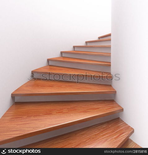 Way up. Three-dimensional spiral wooden staircases. 3d