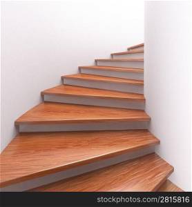 Way up. Three-dimensional spiral wooden staircases. 3d