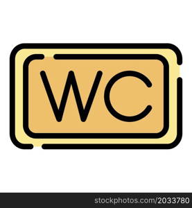 Wc sign icon. Outline wc sign vector icon color flat isolated. Wc sign icon color outline vector